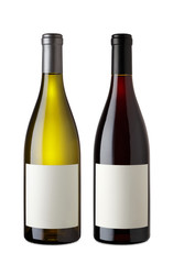 Bottle of Red Wine and White Wine with clipping path