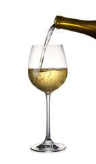 Pouring white Wine with clipping path