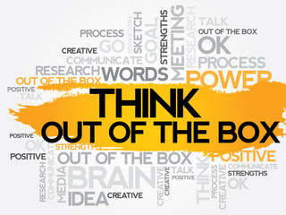 Obraz premium THINK OUT OF THE BOX word cloud, business concept