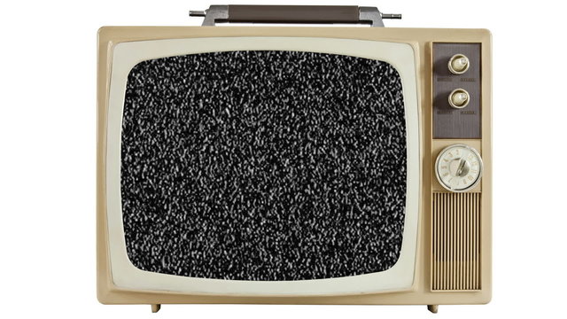 Vintage Television with Static Screen and Zoom