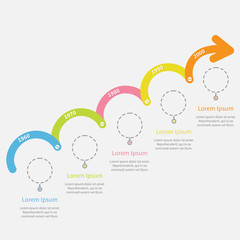 Timeline Infographic upwards arrow screw circles text Flat