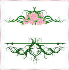 calligraphic design elements with roses