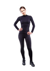 Fototapeta premium Close up image of female in sports clothing on white background