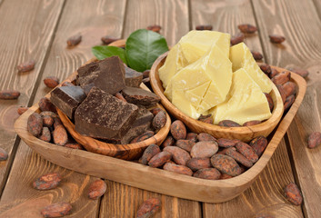 Cocoa beans, cocoa butter and cocoa mass