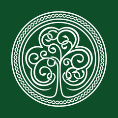 St. Patrick's day. Shamrock on a green background