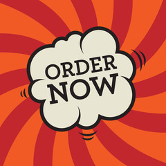 Comic explosion with text Order Now, vector