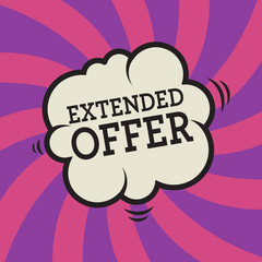 Comic explosion with text Extended Offer, vector
