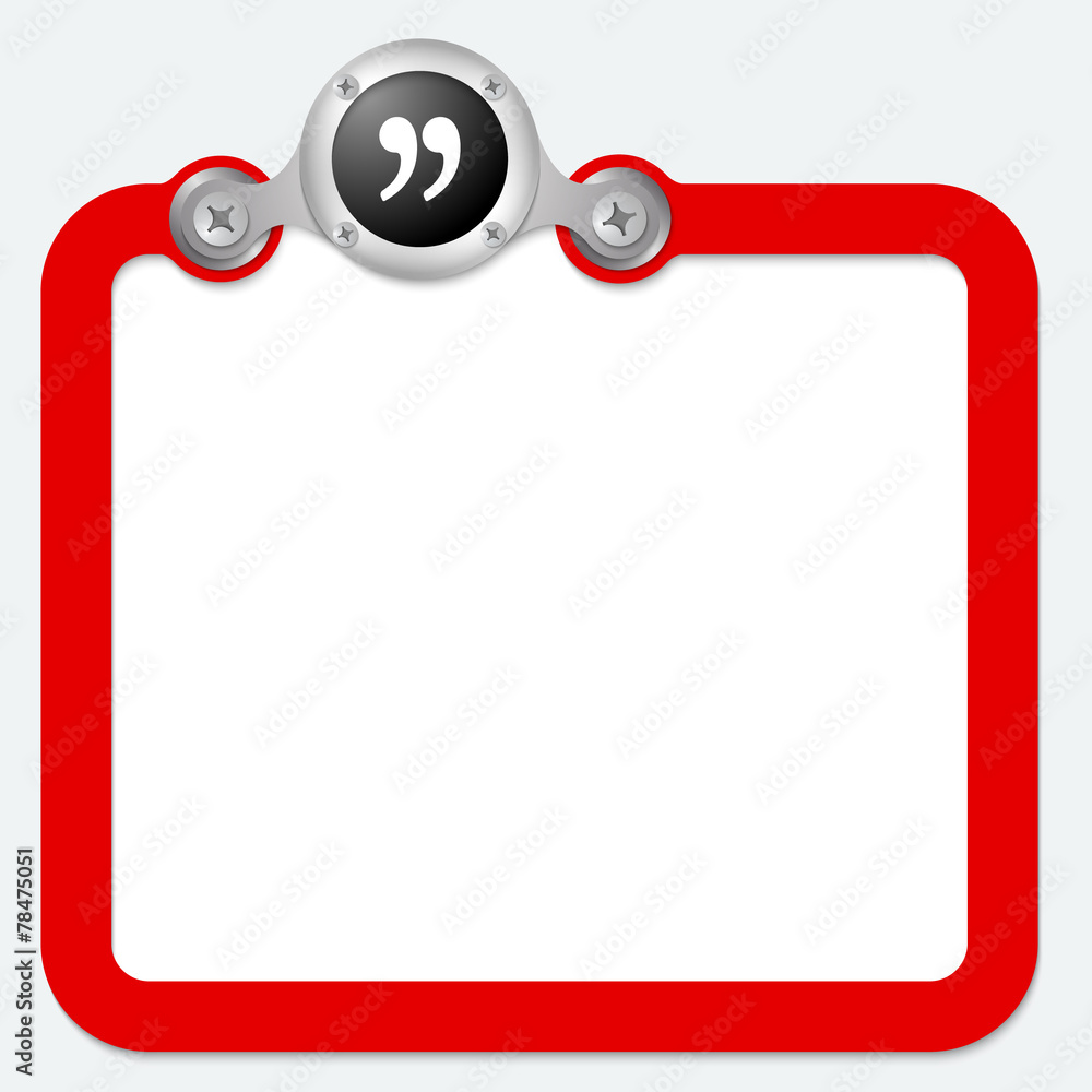 Poster red frame for text and quotation mark