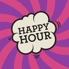 Comic explosion with text Happy Hour, vector