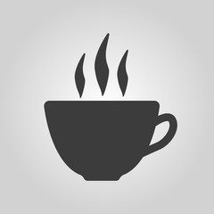 The coffee and cup icon. Tea symbol. Flat