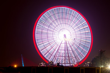 Purpul Big Wheel at night in Danang Vietnam