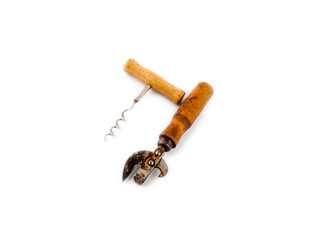 Vintage wooden corkscrew and opener