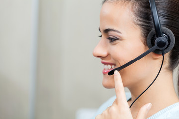 Customer Service Representative Using Headset