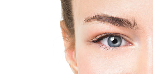 Closeup shot of woman eye with day makeup