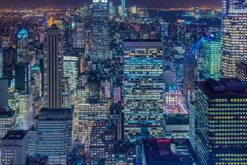 Famous skyscrapers of New York at night
