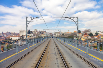 Subway railway tracks on the Dom Luis I bridge
