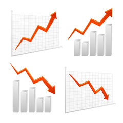 set vector chart graph positive, negative infographic