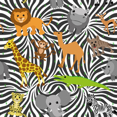 Vector seamless background. African animals.