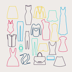 Clothes icon vector set,