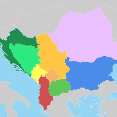 Länder des Balkan (farbig)