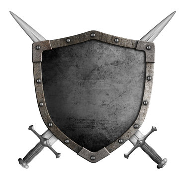 coat of arms medieval knight shield and crossed swords isolated