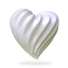 heart shaped cream, isolated