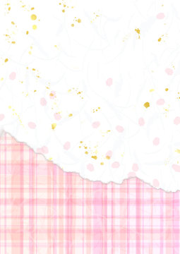 桜色のチェックと花びら和紙風