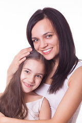 portrait of beautiful mother and daughter