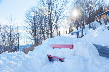 Winter alpine landscape in Swiss