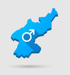 Blue North Korea map with a male sign