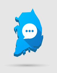 Blue South Korea map with a comic balloon