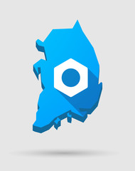 Blue South Korea map with a nut