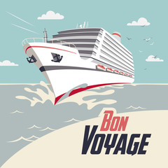 Cruise ship Bon Voyage illustration