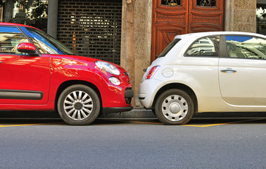 Two cars before an accident