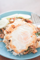 Basil fried rice with pork and fried egg