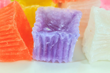 Colorful sweetness jelly in thailand on background