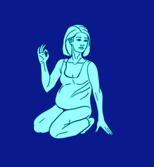 Fototapeta na wymiar Yoga for pregnant woman. Silhouette of the pregnant woman