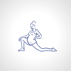 Yoga for pregnant woman. Silhouette of the pregnant woman