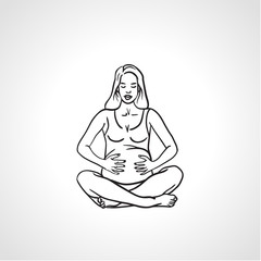 Silhouette of the pregnant woman, fitness for pregnant