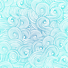 Waves, clouds colorful gradient abstract hand drawn pattern  - 78485430
