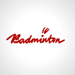Hand drawn Badminton word, vector illustration
