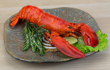 Red boiled lobster