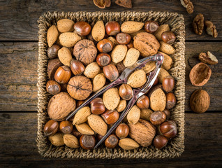 steel nutcracker and nuts