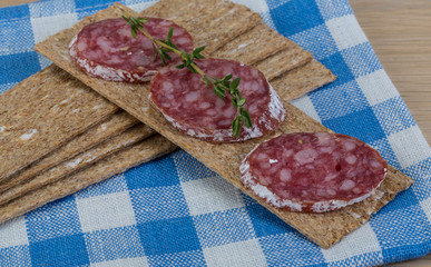 Crispbread with salami