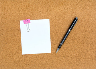 Blank notes on cork notice board