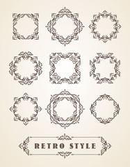 Set of Retro Vintage Badges, Frames, Labels and Borders.