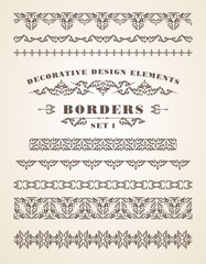 Vector Ornaments Borders. Decorative Design Elements.