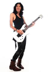 Fototapeta premium Rock n roll long hair guy playing guitar