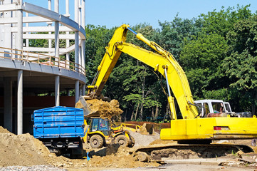 Excavator at the construction site