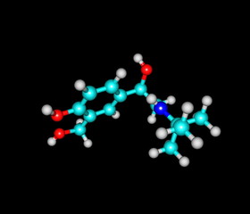 Quetiapine molecule isolated on black